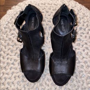 Nine West “Erino” Black Leather Wedge
